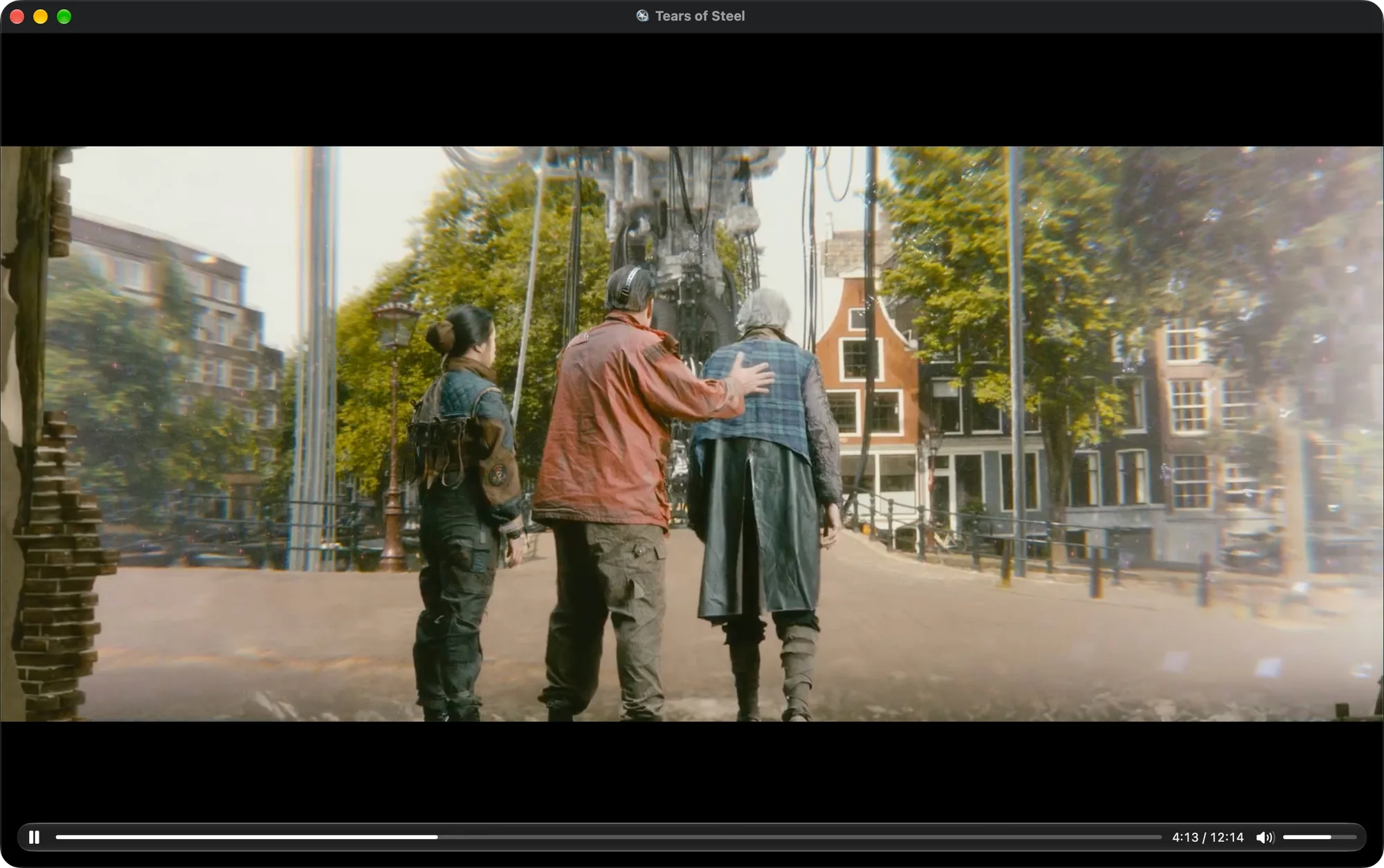Leah playing a video, with the timeline and volume controls showing