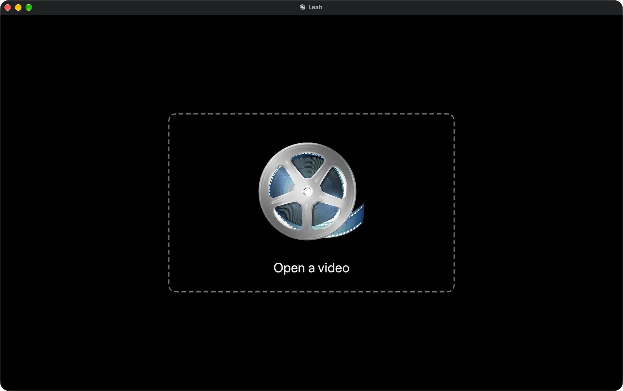Leah's start screen, with a button to open a video
